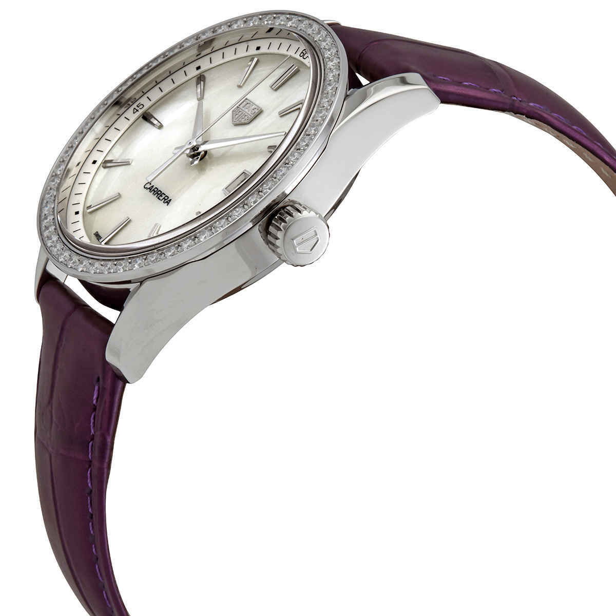 Tag Heuer Carrera Quartz Diamond White Mother of Pearl Dial Ladies Watch WBK1316.FC8261
