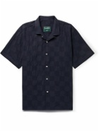 Gitman Vintage - Convertible-Collar Cotton and Linen-Blend Jacquard Shirt - Blue
