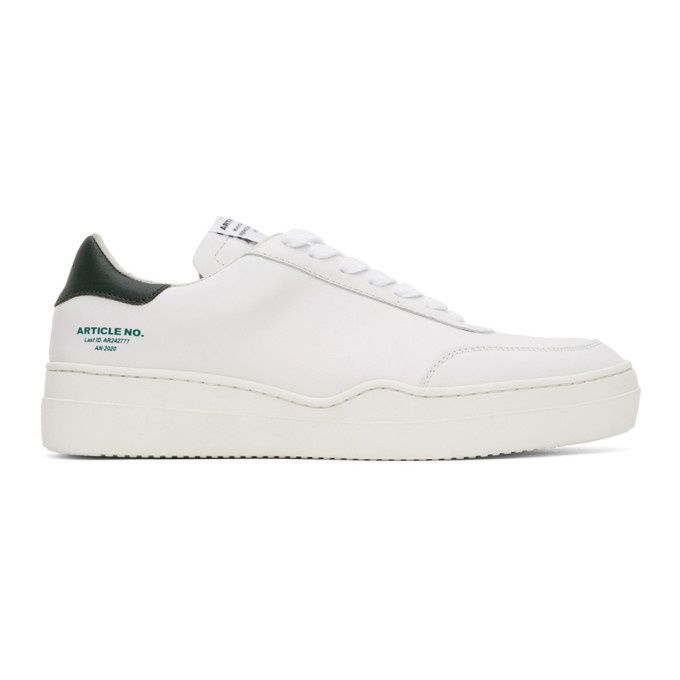Photo: Article No. SSENSE Exclusive White and Green 0517-04-04 Sneakers