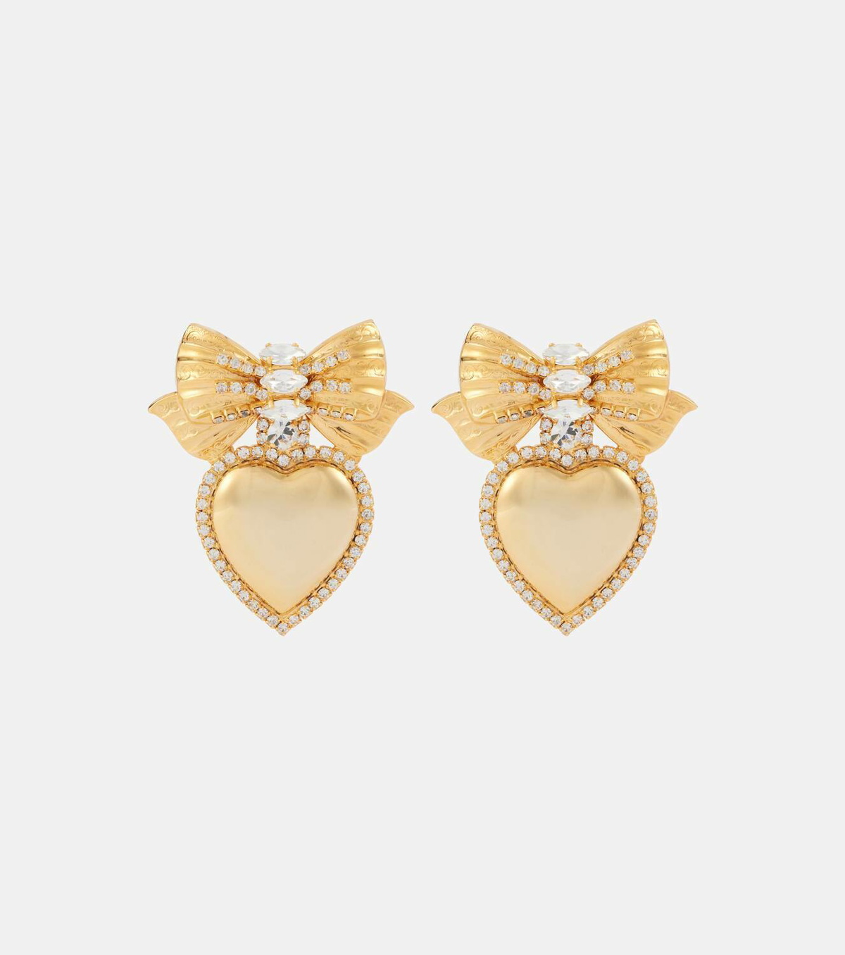 Alessandra Rich Heart embellished clip-on earrings