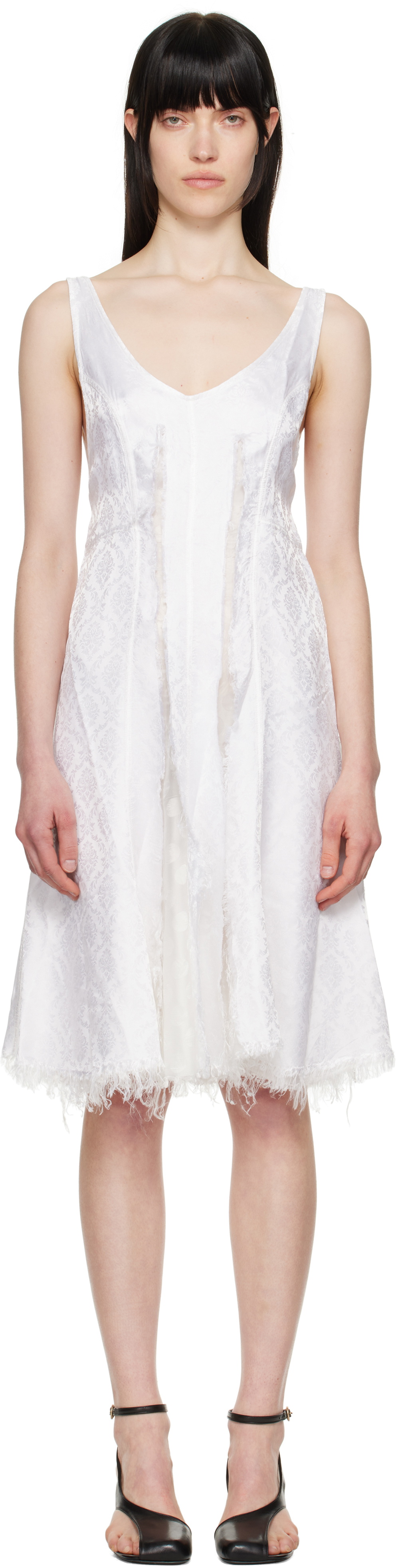 Edward Cuming White Circle Cupro Third Wedding Midi Dress