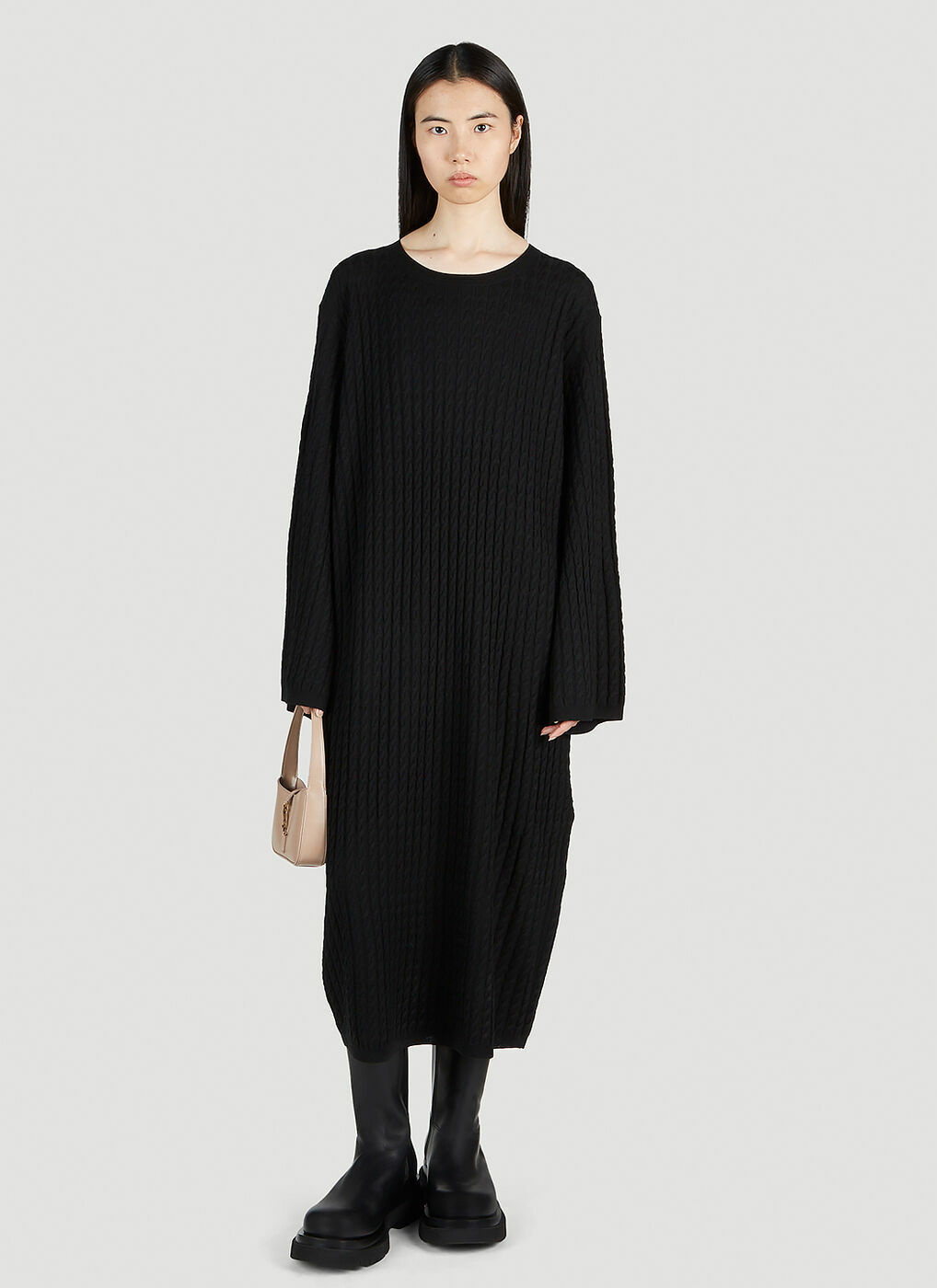TOTEME Cable Knit Dress in Black Toteme