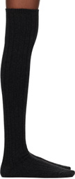 AURALEE Gray Cashmere Low Gauge Knee-High Socks