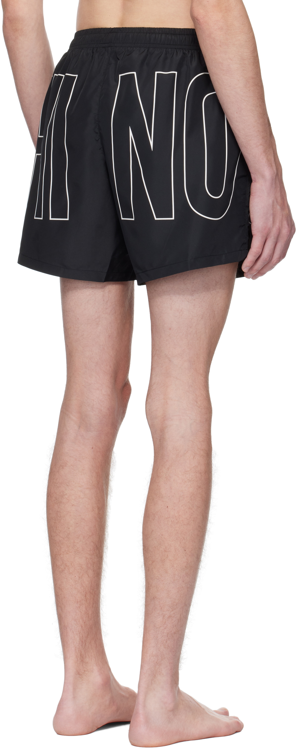 Moschino Black Rubber Logo Swim Shorts