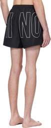 Moschino Black Rubber Logo Swim Shorts