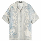 Versace Men's Baroque Silk Vacation Shirt in Cocrete Dusty Blue Bone