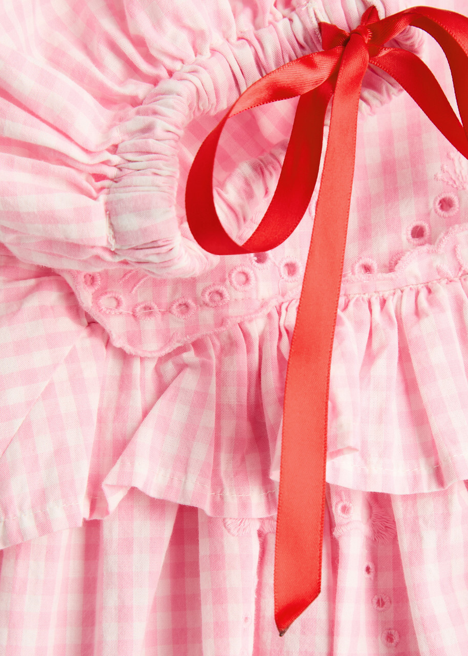 Damson Madder Rhea Gingham Cotton Midi Dress Light Pink Damson Madder