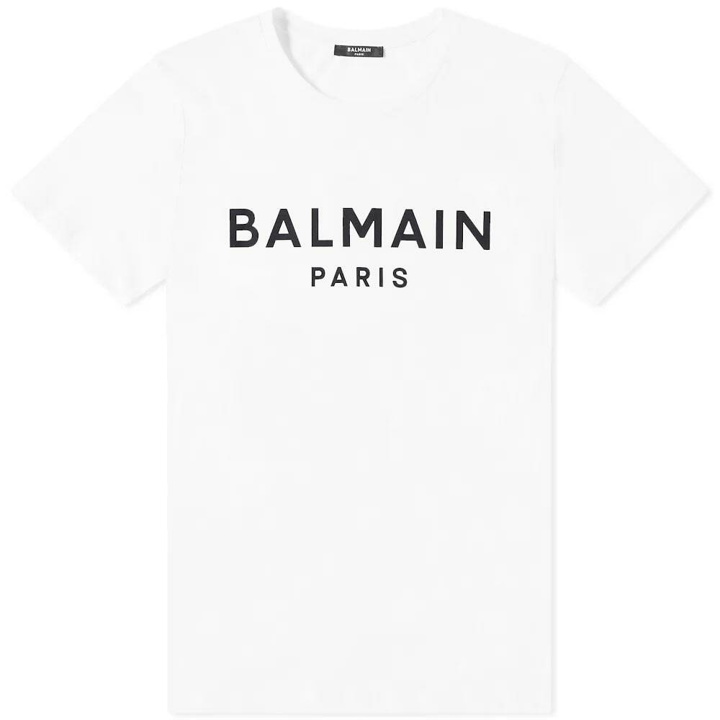 Photo: Balmain Men's Classic Paris T-Shirt in White/Black