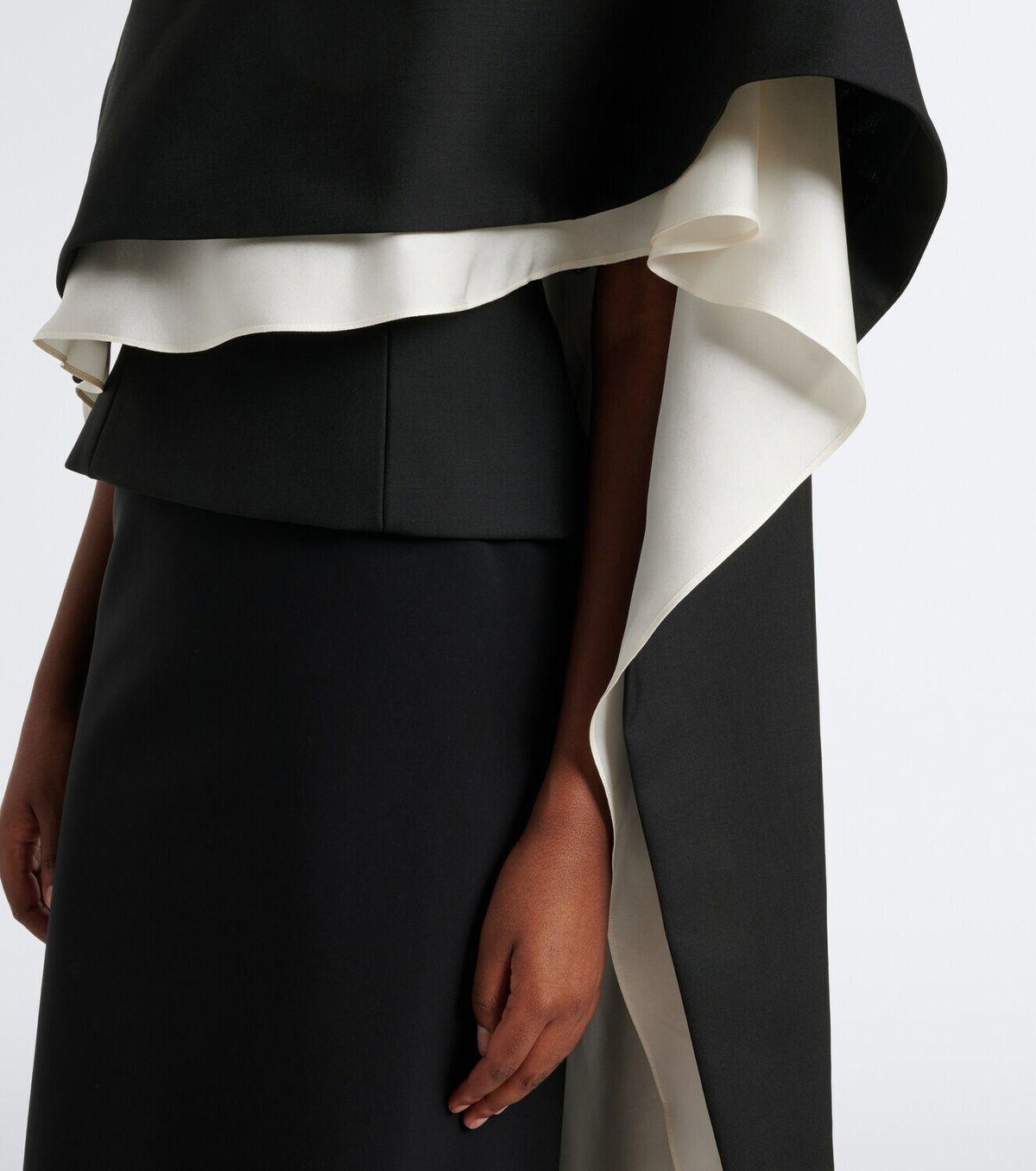 Róhe One-shoulder caped wool-blend top