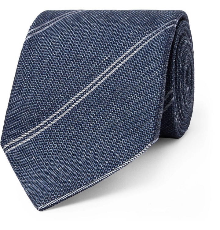 Photo: TOM FORD - 8cm Striped Silk and Linen-Blend Tie - Men - Navy