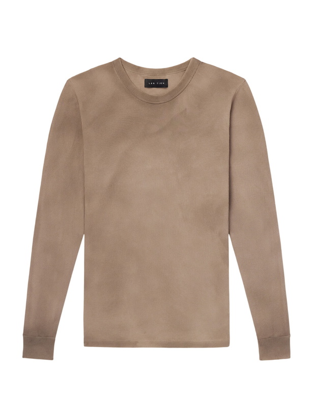 Photo: Les Tien - Slim-Fit Cotton-Blend Piqué T-Shirt - Neutrals