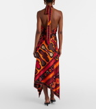 Pucci Soleil asymmetric silk twill midi skirt