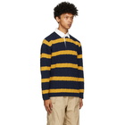 BEAMS PLUS Navy and Yellow Rugger Long Sleeve Polo