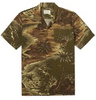 RRL - Slim-Fit Camp-Collar Printed Linen-Blend Shirt - Green