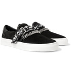 AMIRI - Embellished Leather-Trimmed Suede Slip-On Sneakers - Black