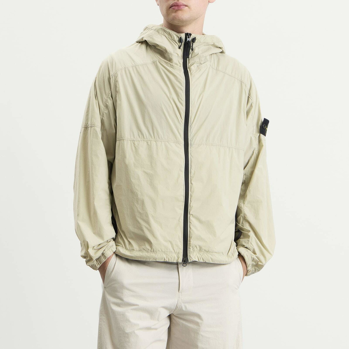 Stone Island Men's Ultralight Nylon Stretch-TC Hooded Jacket in Sand