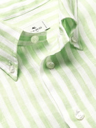 Etro - Logo-Embroidered Striped Linen Shirt - Green