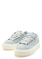 Cleens Ace Panelled Leather and Suede Sneakers Blue
