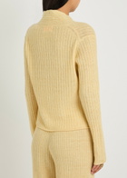 Guest In Residence Stealth Ribbed Cashmere and Linen-blend Cardigan Yellow
