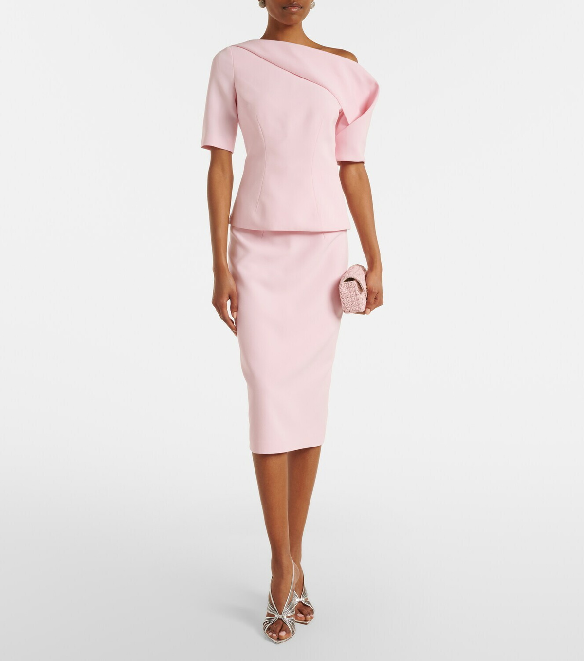 Safiyaa Hokuku crêpe pencil skirt