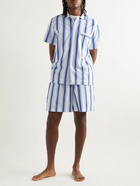 TEKLA - Striped Organic Cotton-Poplin Pyjama Shirt - Blue