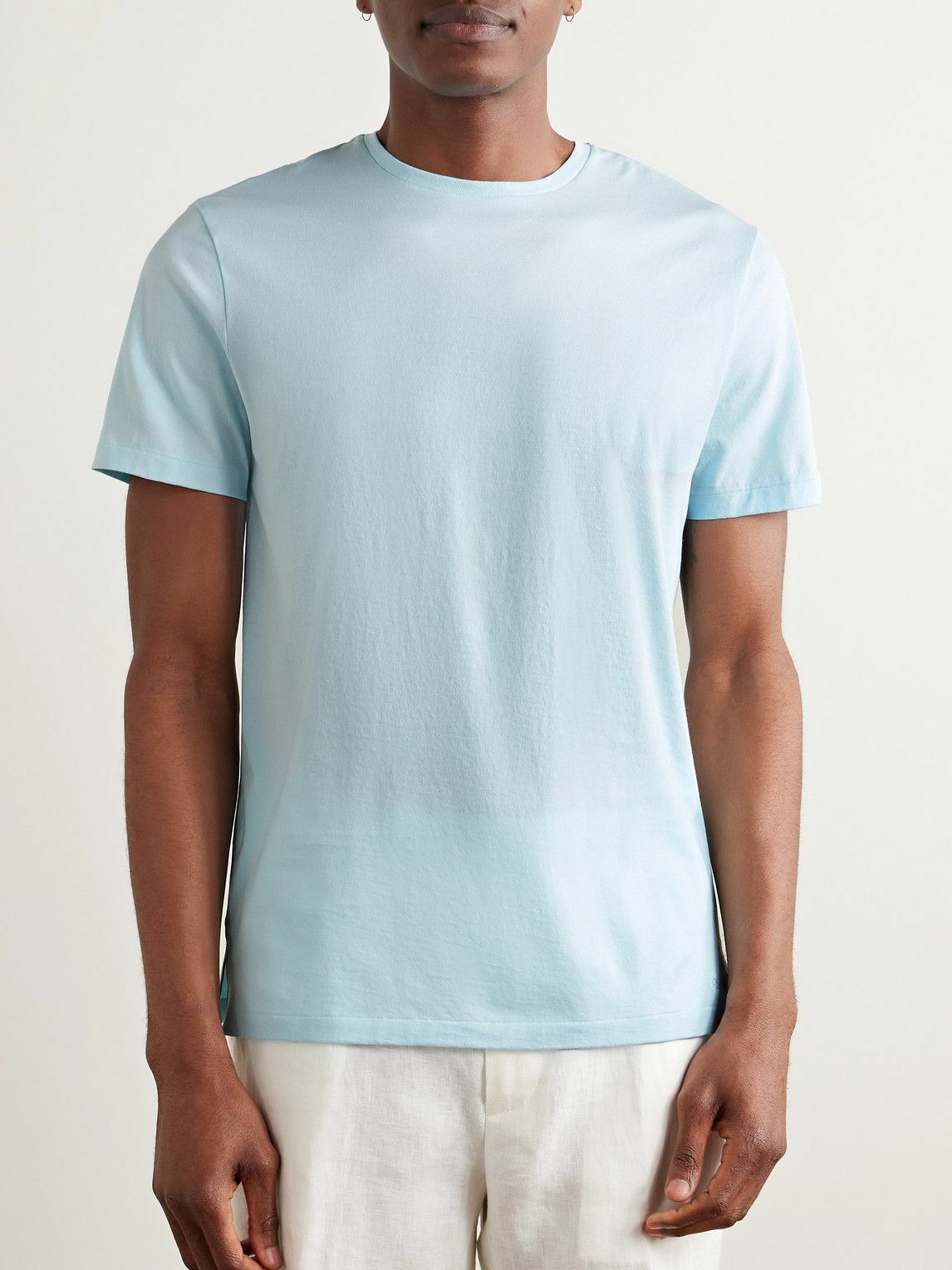 Ralph Lauren Purple label - Logo-Embroidered Cotton-Lisle T-Shirt - Blue