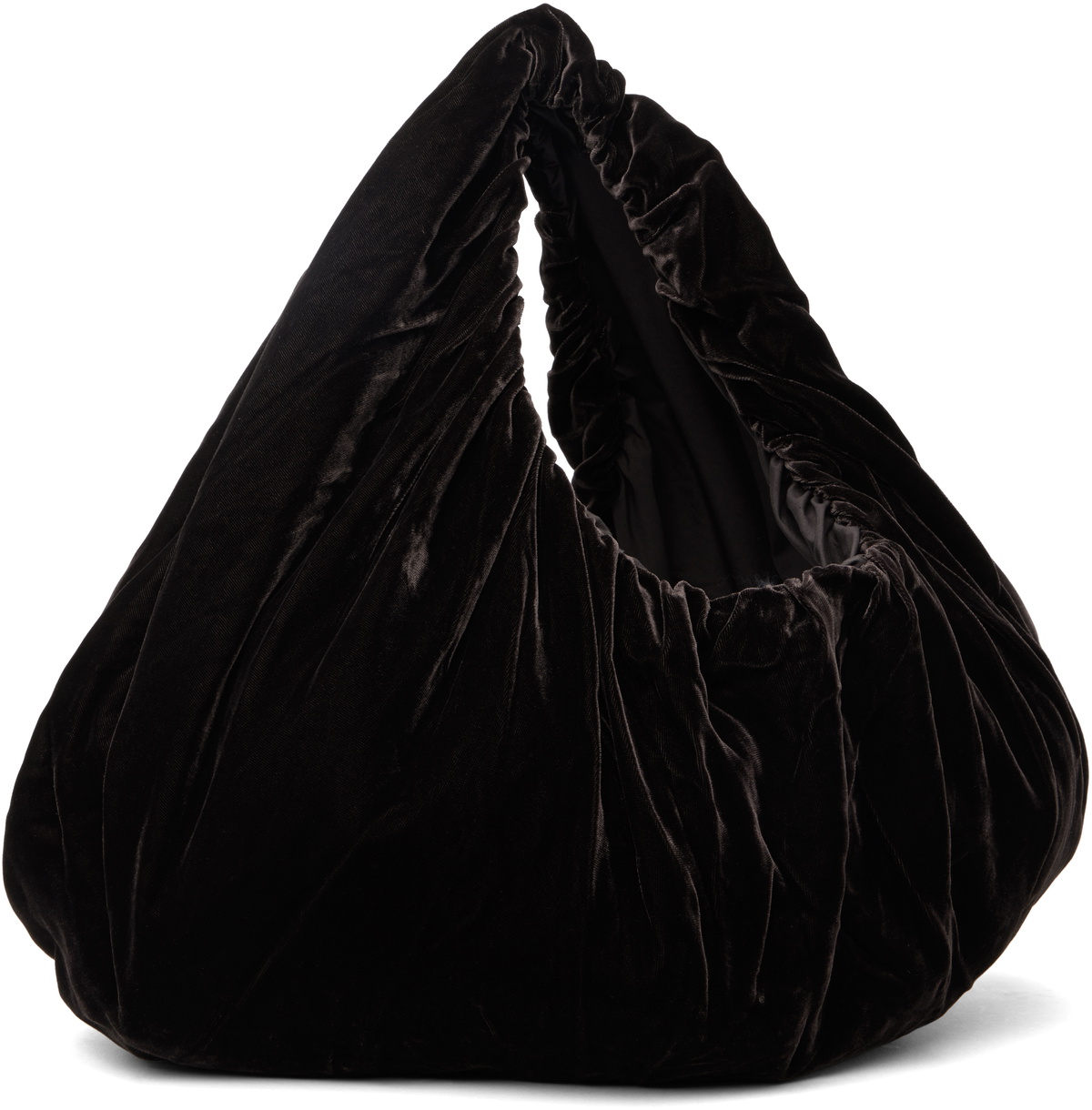 AMOMENTO Brown Velvet Shirring Tote