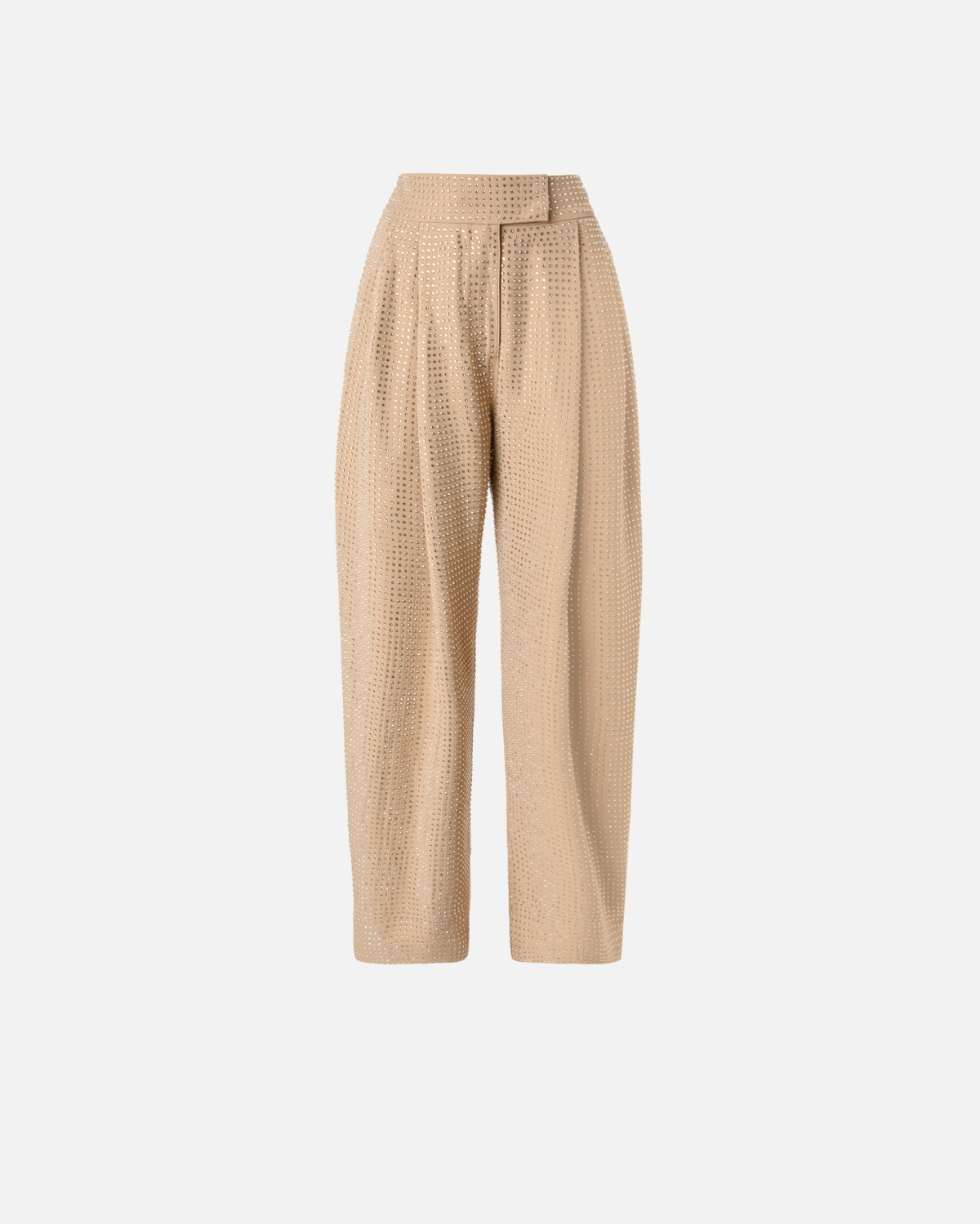 Pinko Wide Full Rhinestone Trousers Warm Taupe Beige
