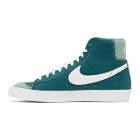 Nike Green and White Suede Blazer Mid 77 Sneakers