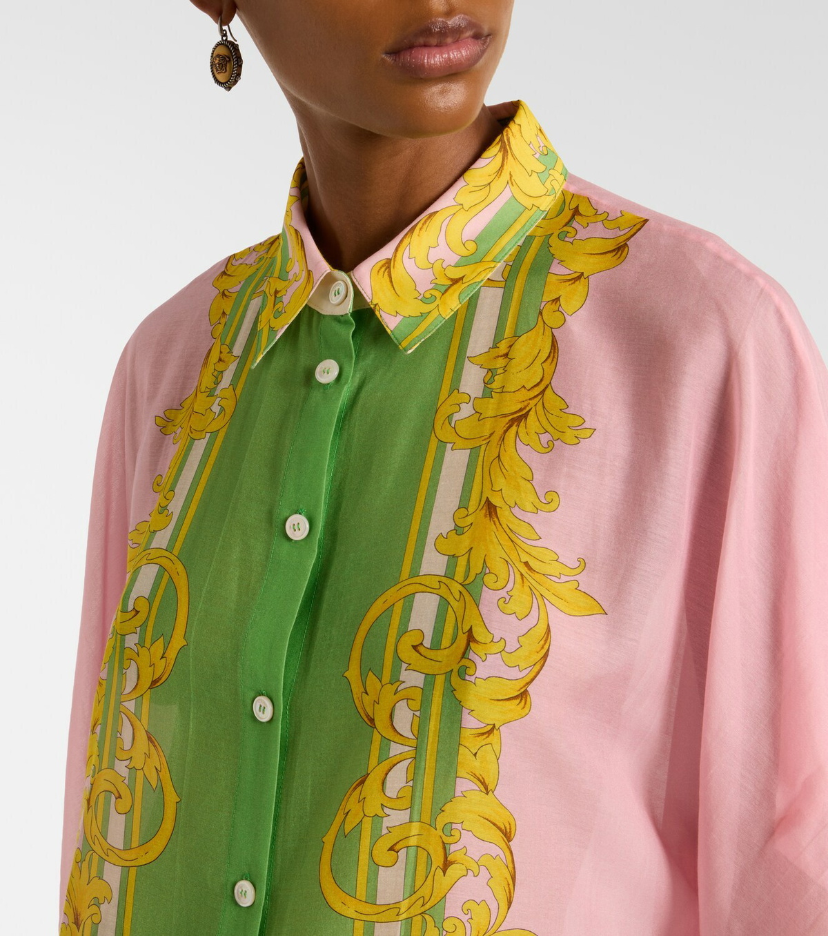 Versace Printed cotton and silk voile kaftan