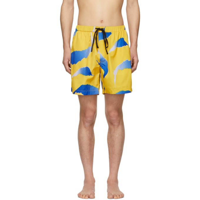 Photo: Double Rainbouu Yellow and Blue Falling Flying Swim Shorts