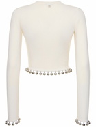 RABANNE Embellished Wool L/s Crop Sweater