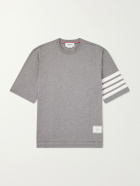 Thom Browne - Logo-Appliquéd Striped Cotton-Jersey T-Shirt - Gray