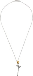 AMBUSH Silver & Gold Rose Charm Necklace