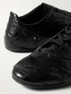 Balenciaga - City Studded Cracked Leather Sneakers - Black
