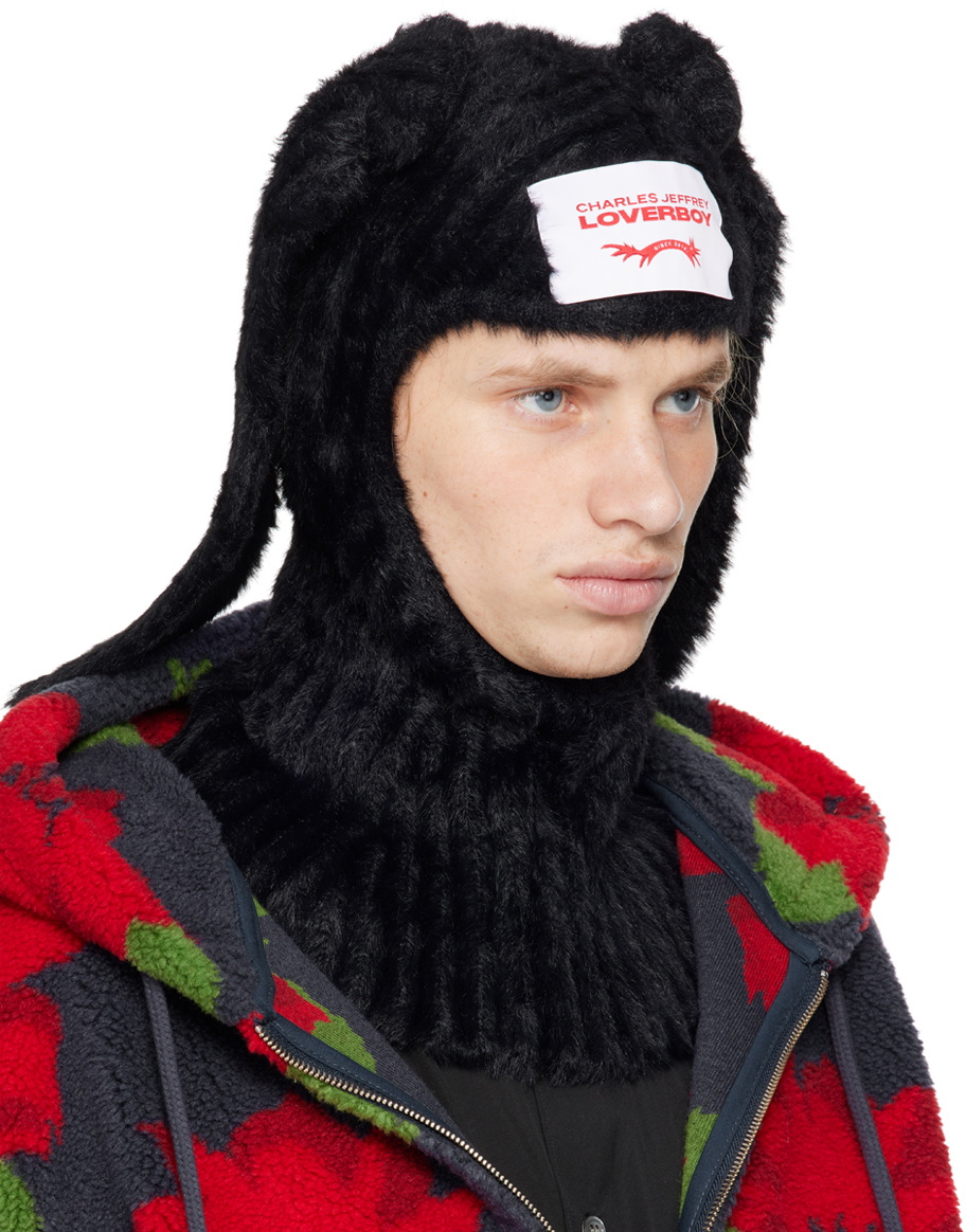 Charles Jeffrey LOVERBOY Black Fluffy Rabbit Balaclava
