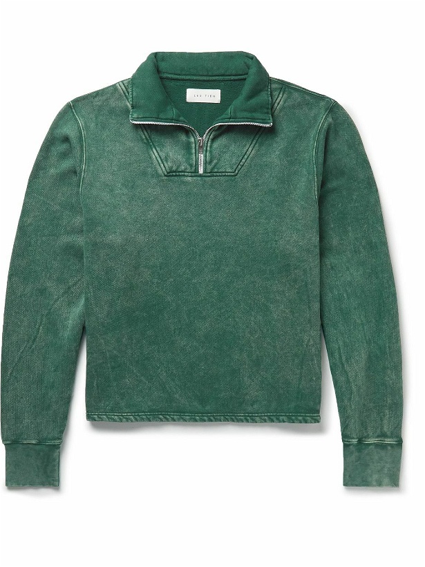 Photo: Les Tien - Yacht Garment-Dyed Cotton-Jersey Half-Zip Sweatshirt - Green