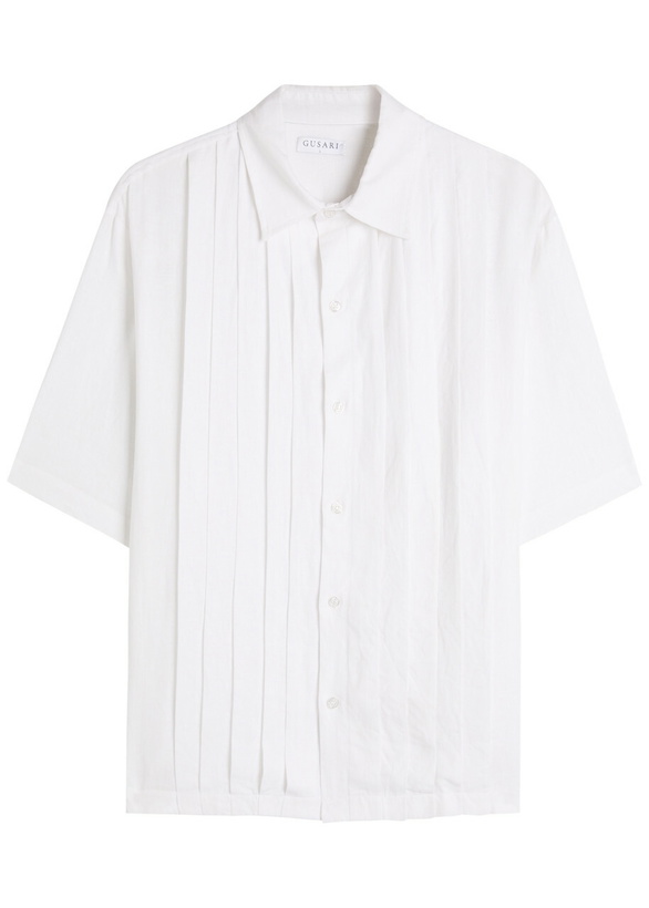 Photo: Gusari Montecarlo Pleated Linen Shirt White