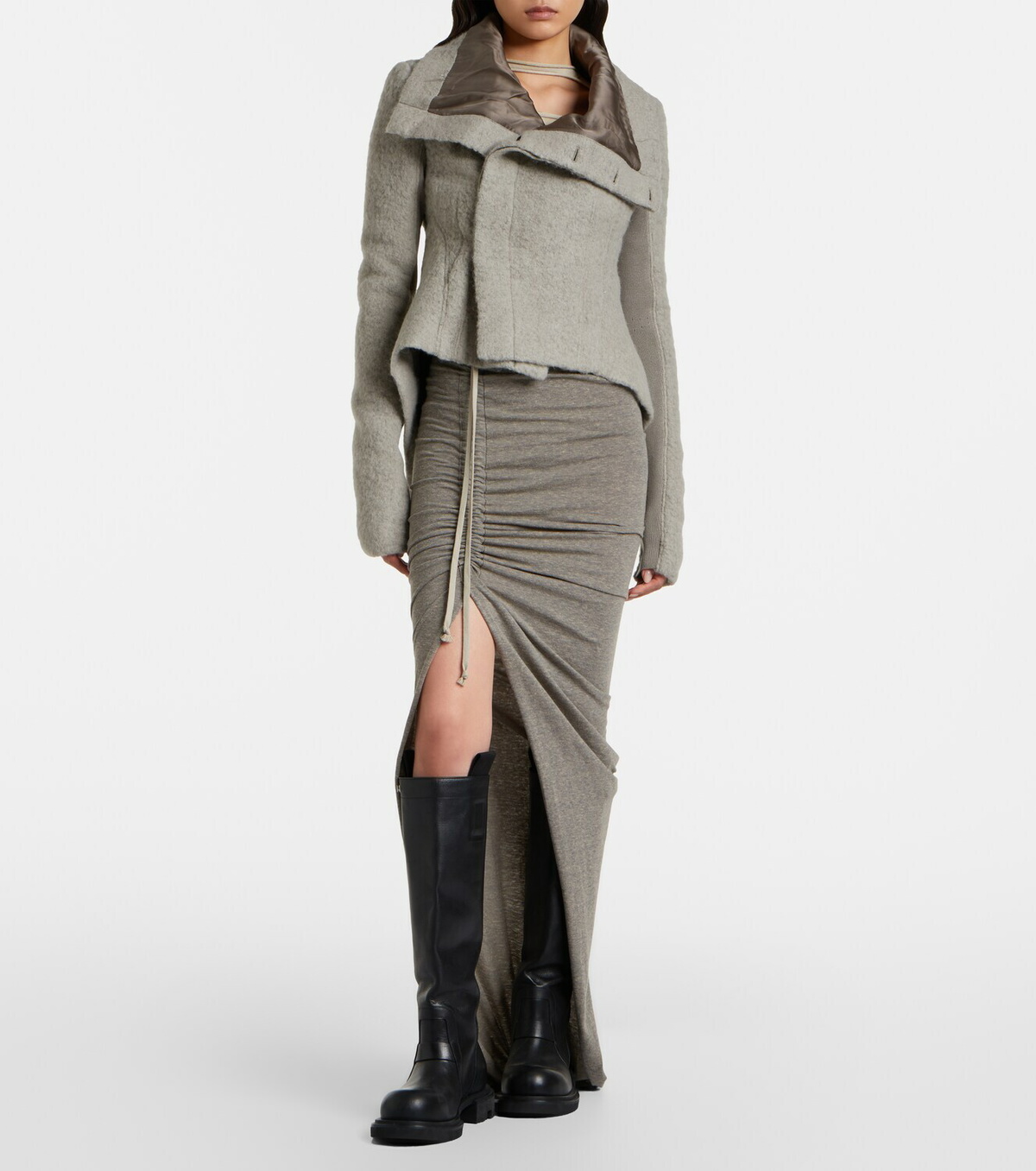 Rick Owens Asymmetric alpaca and wool-blend jacket