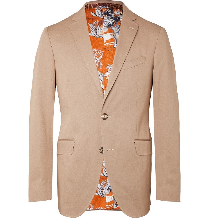 Photo: Etro - Slim-Fit Paisley-Print Stretch-Cotton Twill Suit Jacket - Neutrals