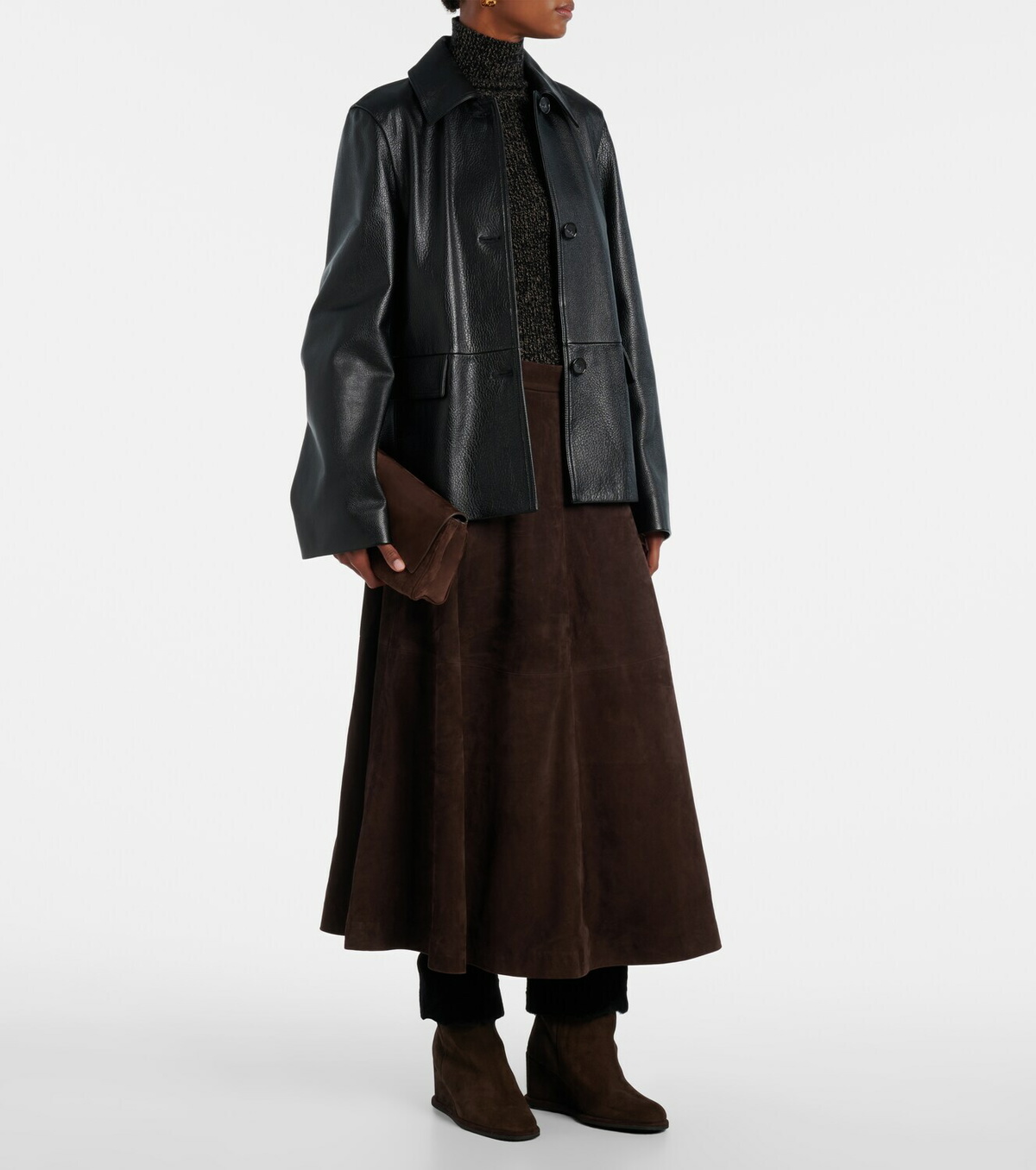 Yves Salomon Shearling-lined suede wedge ankle boots
