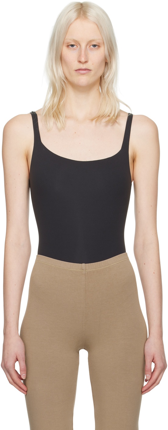 Skims Fits Everybody Square Neck Sleeveless Bodysuit In Brown