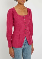 Damson Madder Clare Striped Cotton Blouse Red
