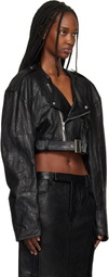 Rick Owens Black Temple Micro Leather Biker Jacket