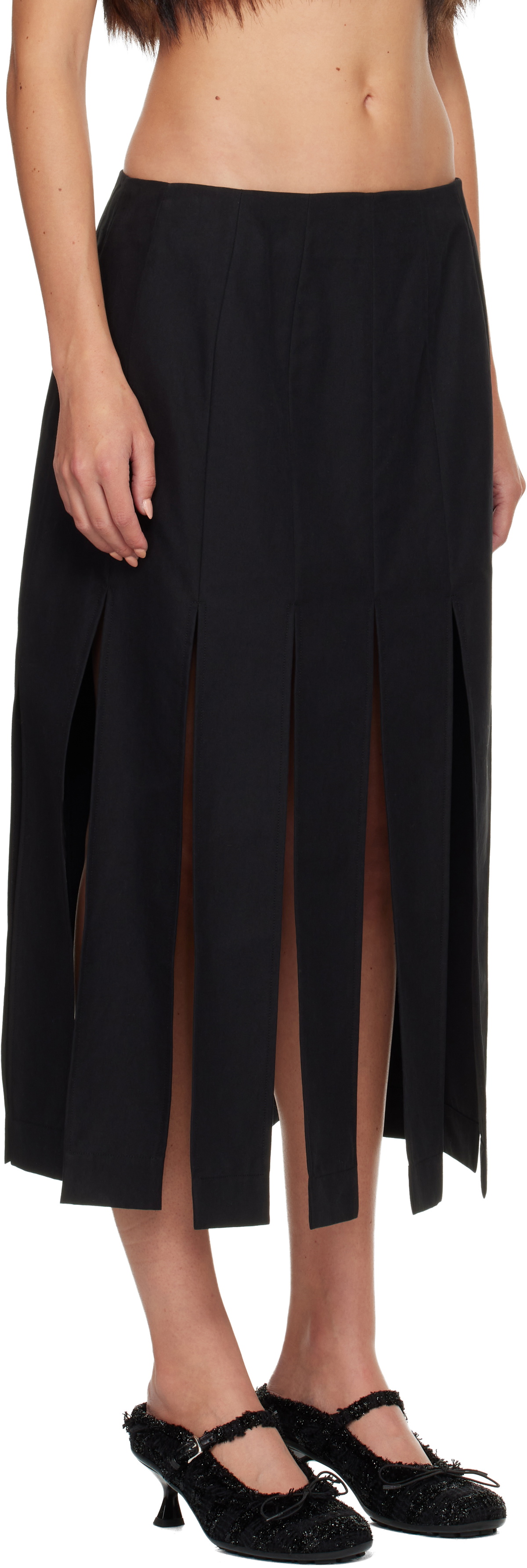 Simone Rocha Black Multi Slit Midi Skirt Simone Rocha simone-rocha-black-multi-slit-midi-skirt-simone-rocha