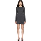 Jil Sander Gray Long Sleeves Crew Neck Double Layer Minidress