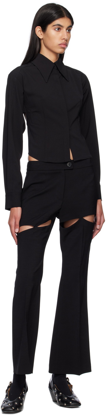 J KOO Black Lace-Up Shirt