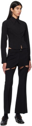J KOO Black Lace-Up Shirt