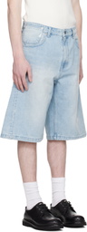 COOR Blue Painted Washed Bermuda Denim Shorts