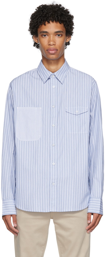 Photo: rag & bone Blue Engineered Stripe Shirt